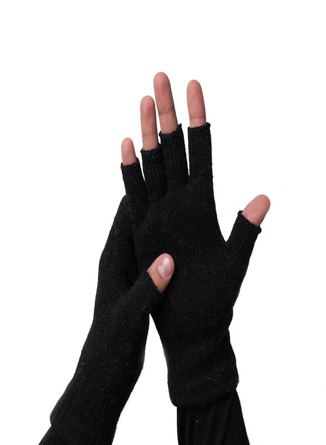 Avantic Alpaca Wool Fingerless Gloves for Typing for Women and Men, Lightweight & Warm Typing Gloves for Cold Hands (Black, L/XL) - Image 1